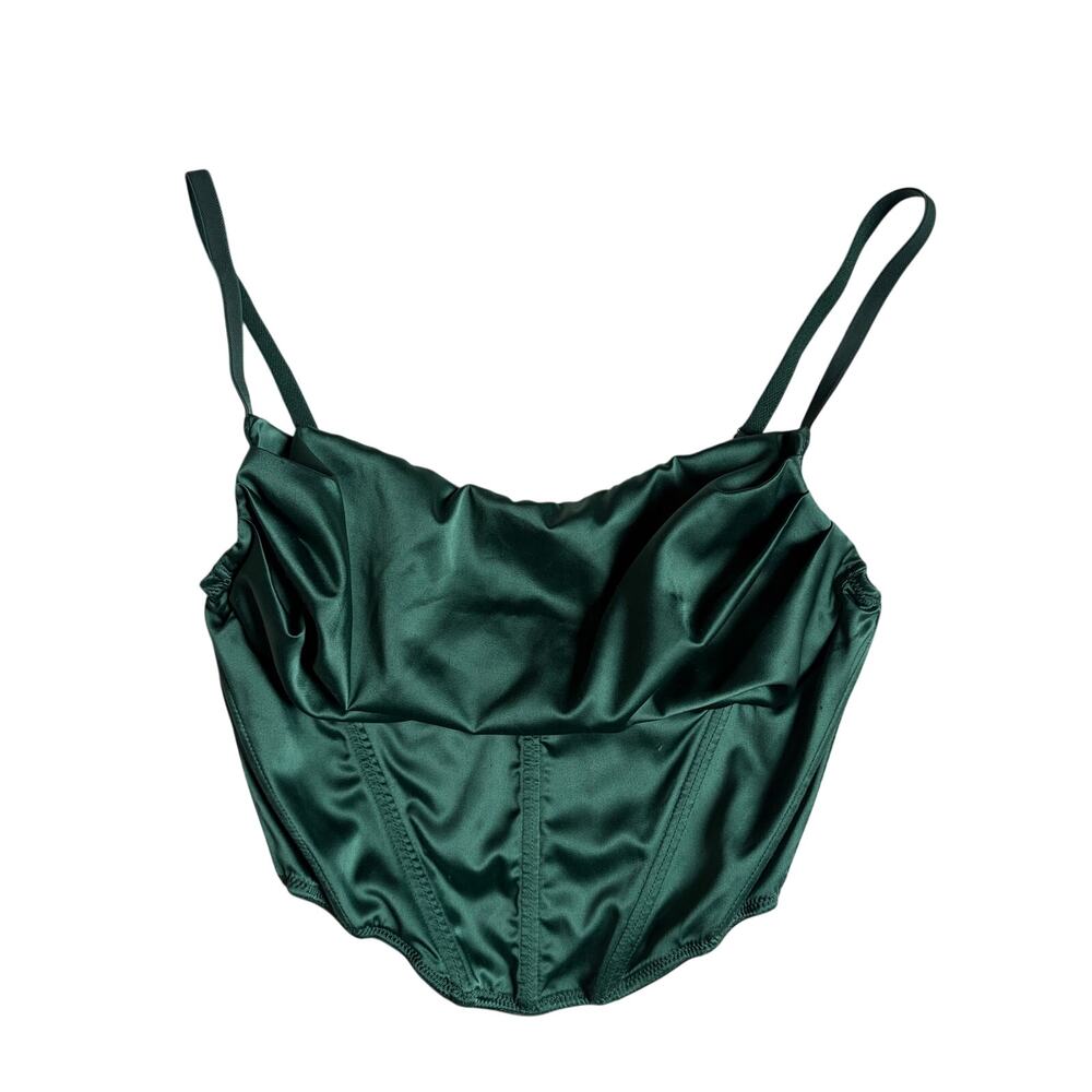 Urban Outfitters Lexi Satin Corset Top (Green) - Small